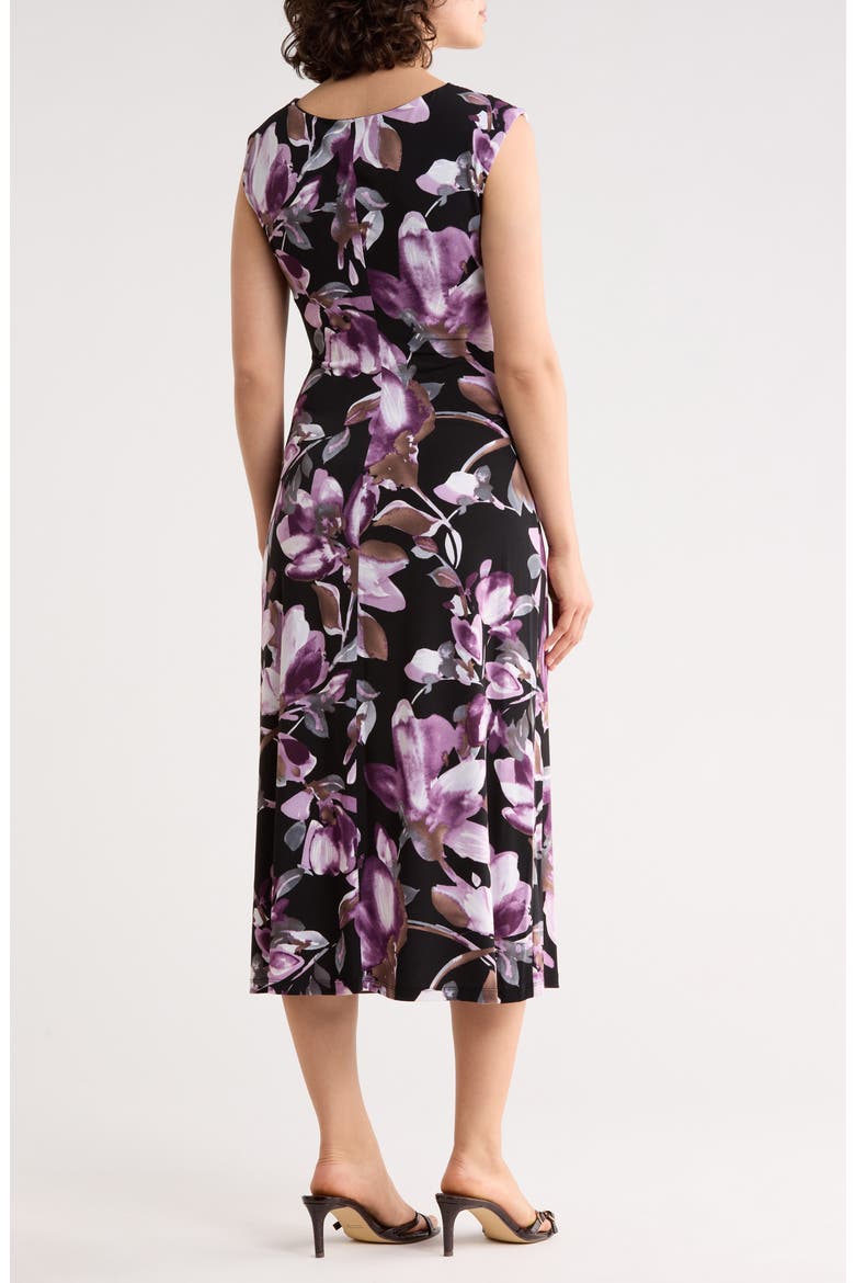 Drape Neck Midi Dress, Alternate, color, PLUM