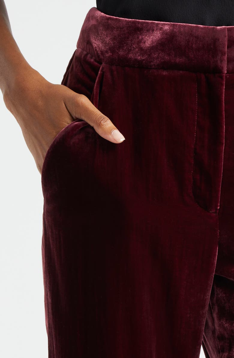 Veronica Beard Lebone Velvet Wide Leg Pants, Alternate, color, Wine
