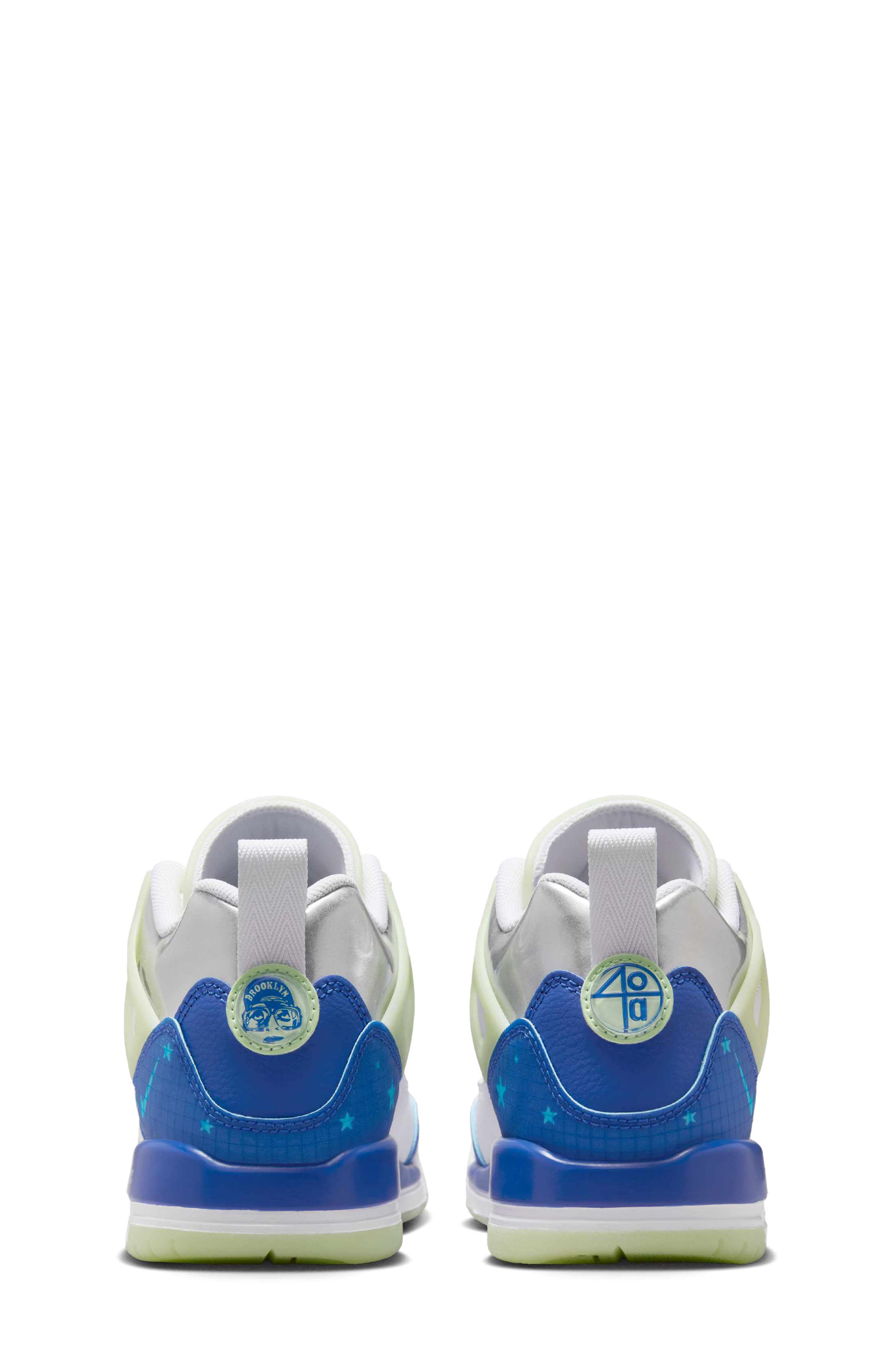 Nike Kids
 Jordan Spizike Low Sneaker, Alternate, color, White/ Volt/ Silver/ Royal