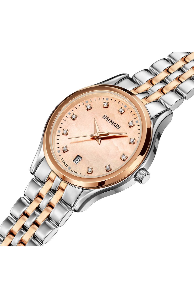 BALMAIN WATCHES Beleganza Diamond Bracelet Watch, 27.5mm, Alternate, color, Bicolor Stainless Steel And R