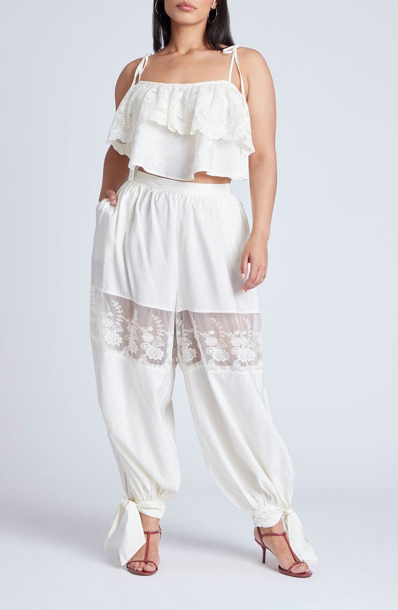 ELOQUII Lace Flounce Crop Camisole, Alternate, color, 