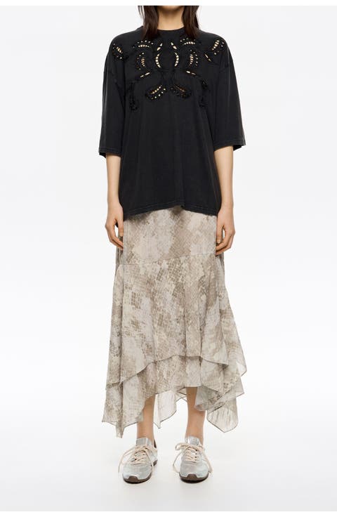 Snake Asymmetric Pleated Skirt