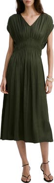 MANGO Gathered Waist Midi Dress