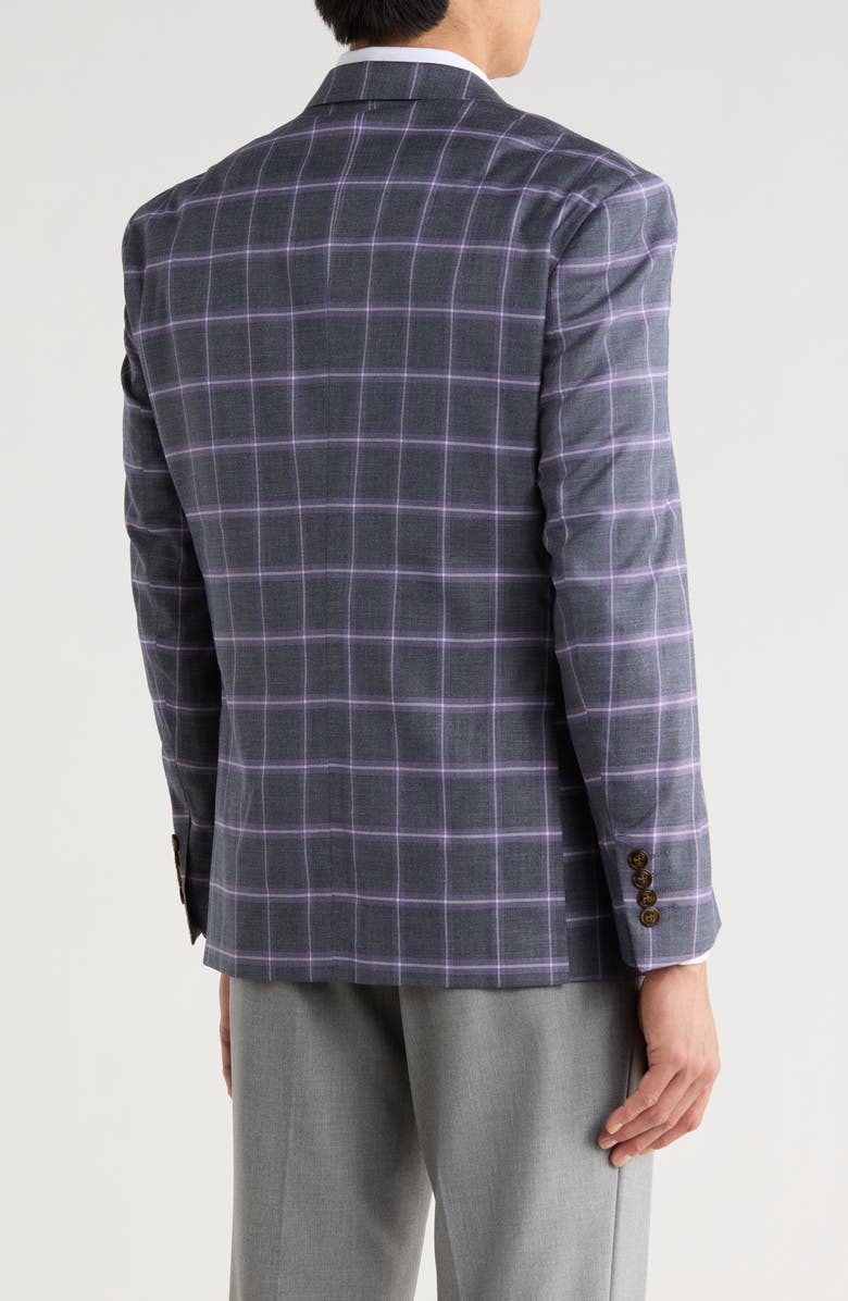 Gino Vitale Slim Fit Windowpane Blazer, Alternate, color, Charcoal
