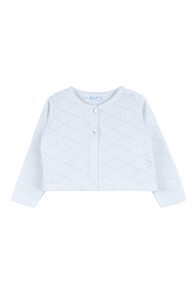 Pointelle Crop Cotton Cardigan, Main, color, BLUE