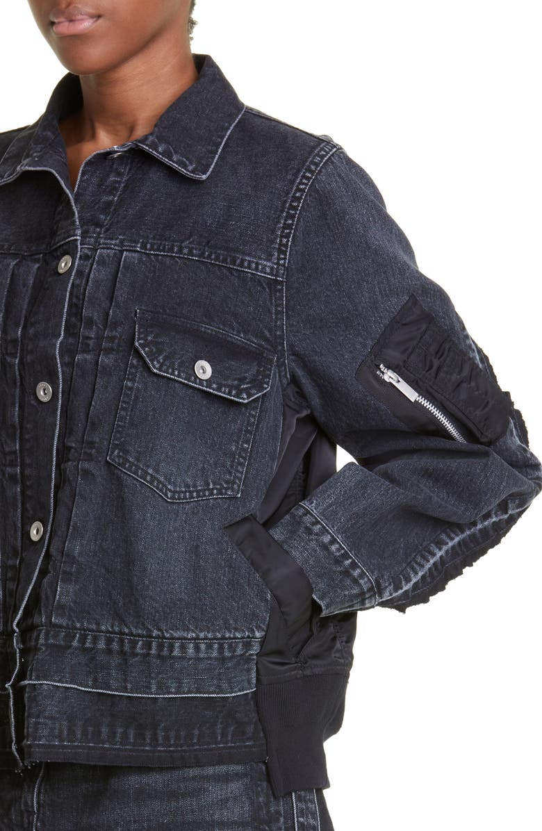 Sacai Hybrid Denim MA-1 Jacket, Alternate, color, 