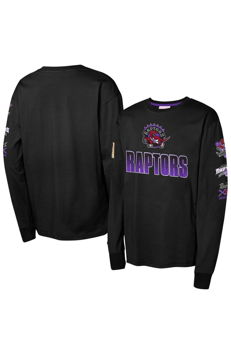 Mitchell & Ness Youth Mitchell & Ness Black Toronto Raptors  Hardwood Classics All Over Long Sleeve T-Shirt, Main, color, Black