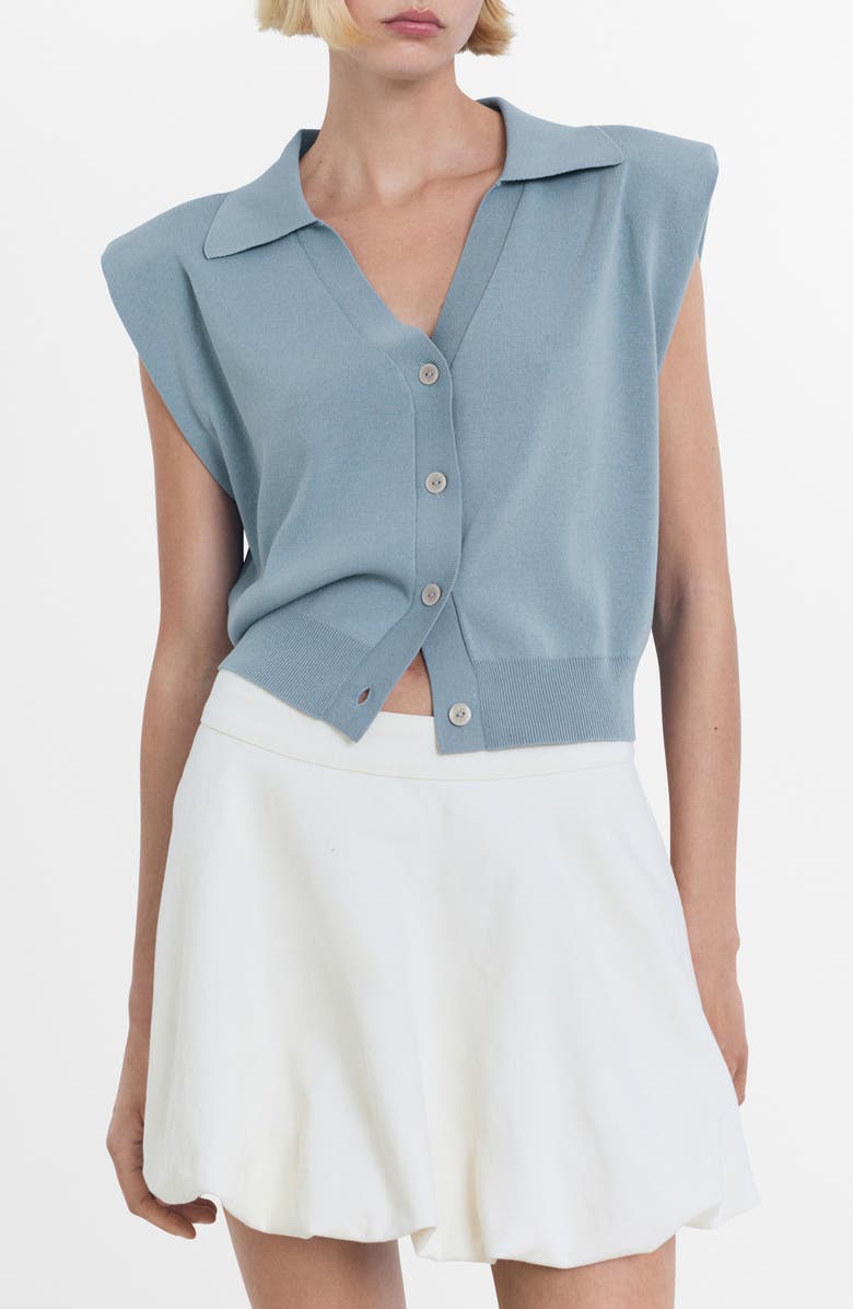 MANGO Padded Shoulder Sweater Vest, Main, color, Blue