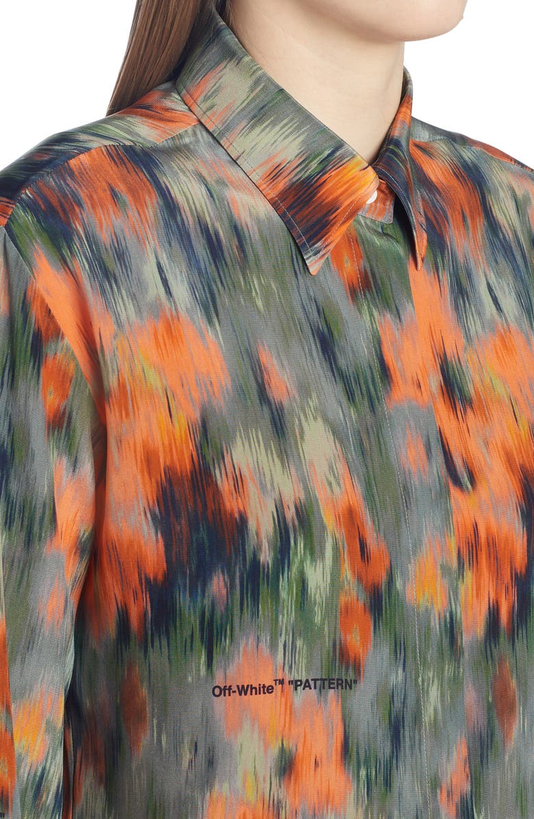 Off-White Chine Floral Print Silk Blouse, Alternate, color, Multicolor