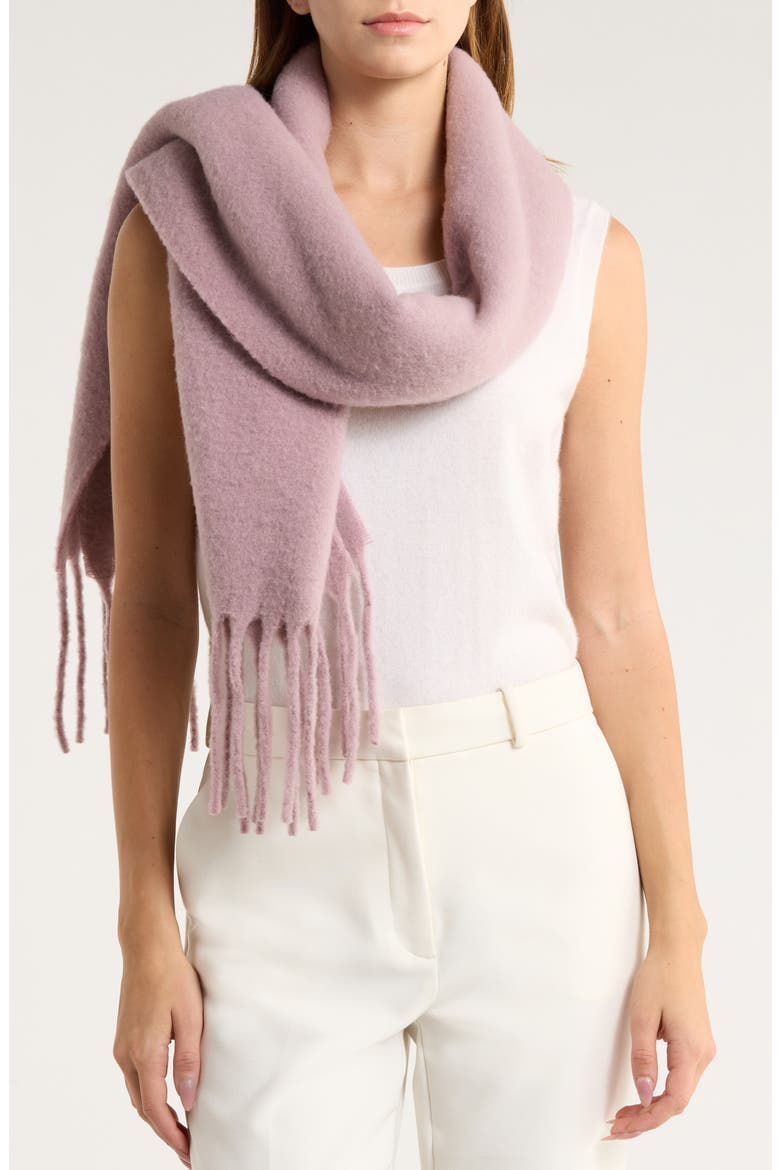 Wool & Alpaca Blend Fringe Scarf, Main, color, PINK TIMBER