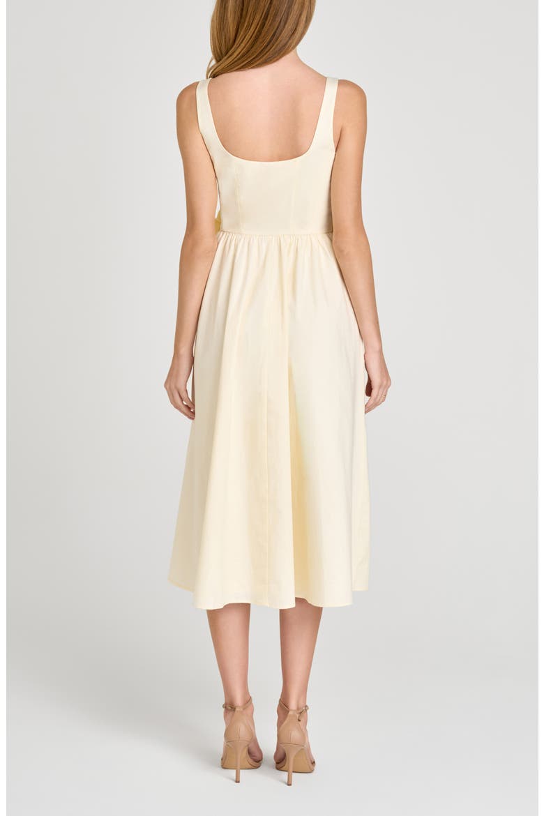 Lizzy Bow Trim Midi Dress, Alternate, color, CREAM