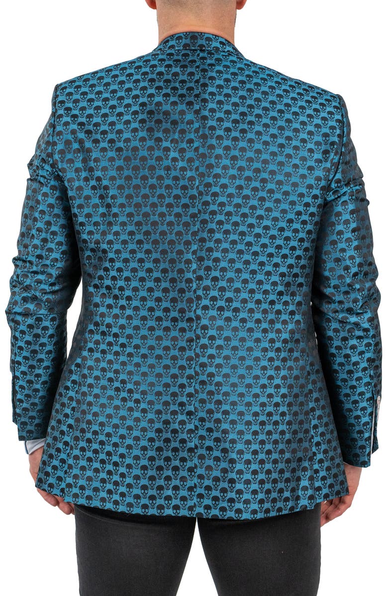 Maceoo Skullrepeat Blue Jacquard Blazer, Alternate, color, Blue