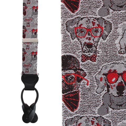 Too Cool For Obiedience School Puppy Silk Button End Suspenders