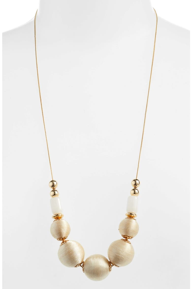 Wrapped Sphere Slider Necklace, Alternate, color, WHITE- GOLD