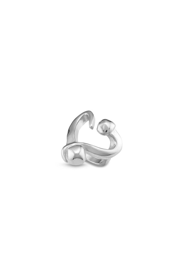 Silver-Plated Open Ring with a Nailed Heart Design, Main, color, Silver