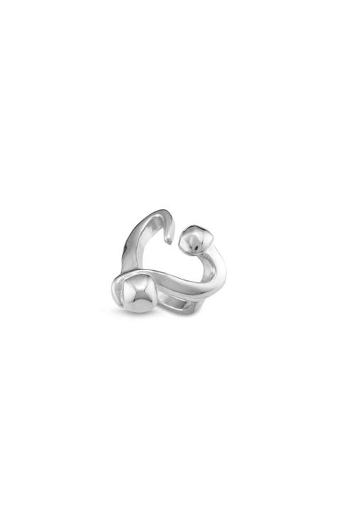 Silver-Plated Open Ring with a Nailed Heart Design