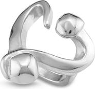 UNODE50 Silver-Plated Open Ring with a Nailed Heart Design