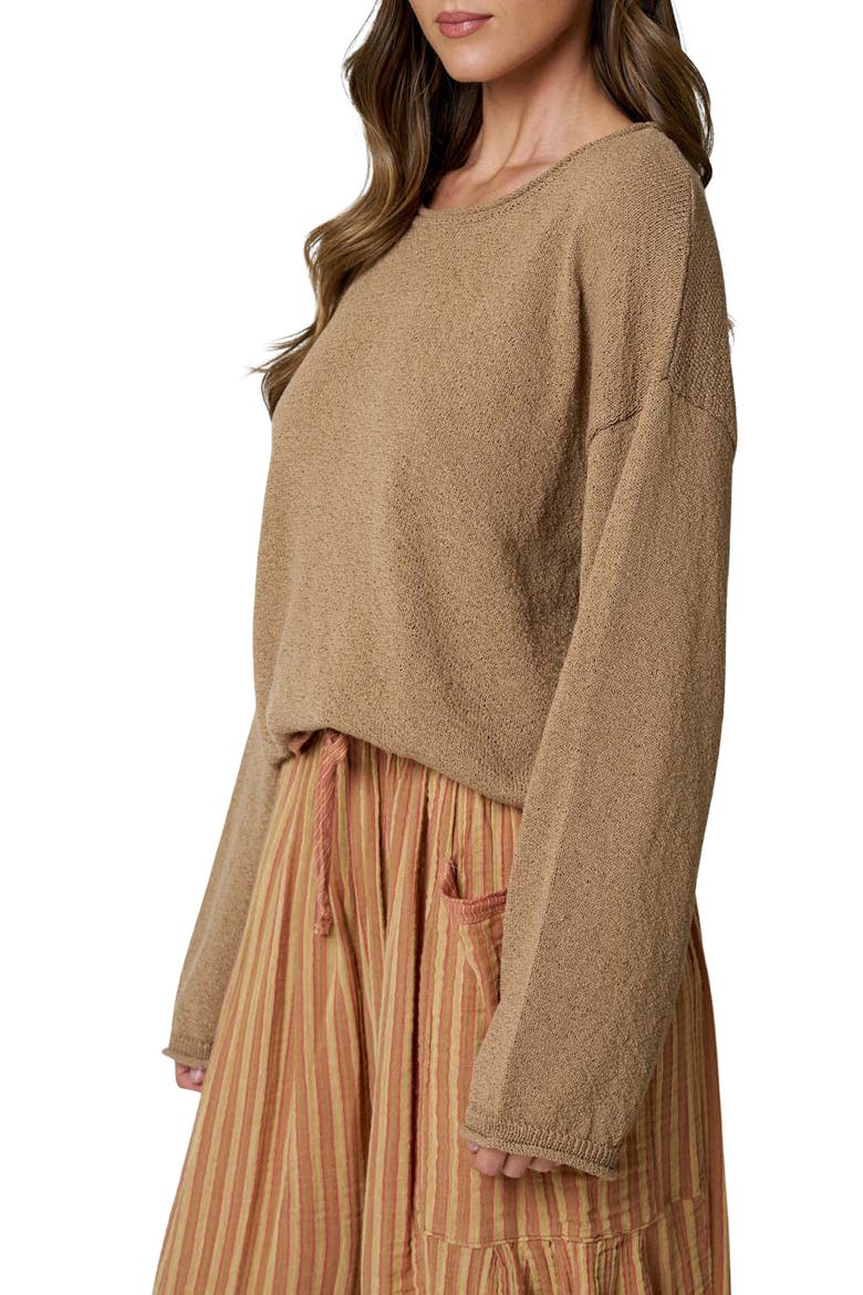 Cotton Crewneck Sweater, Alternate, color, MOCHA