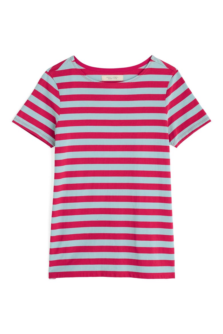 Sailor Stripe Organic Cotton T-Shirt, Alternate, color, SCALLION RASPBERRY