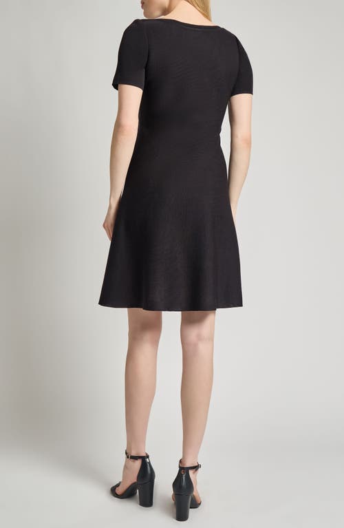 Shop Misook Modern Fit & Flare Embroidery Minidress In Black/white