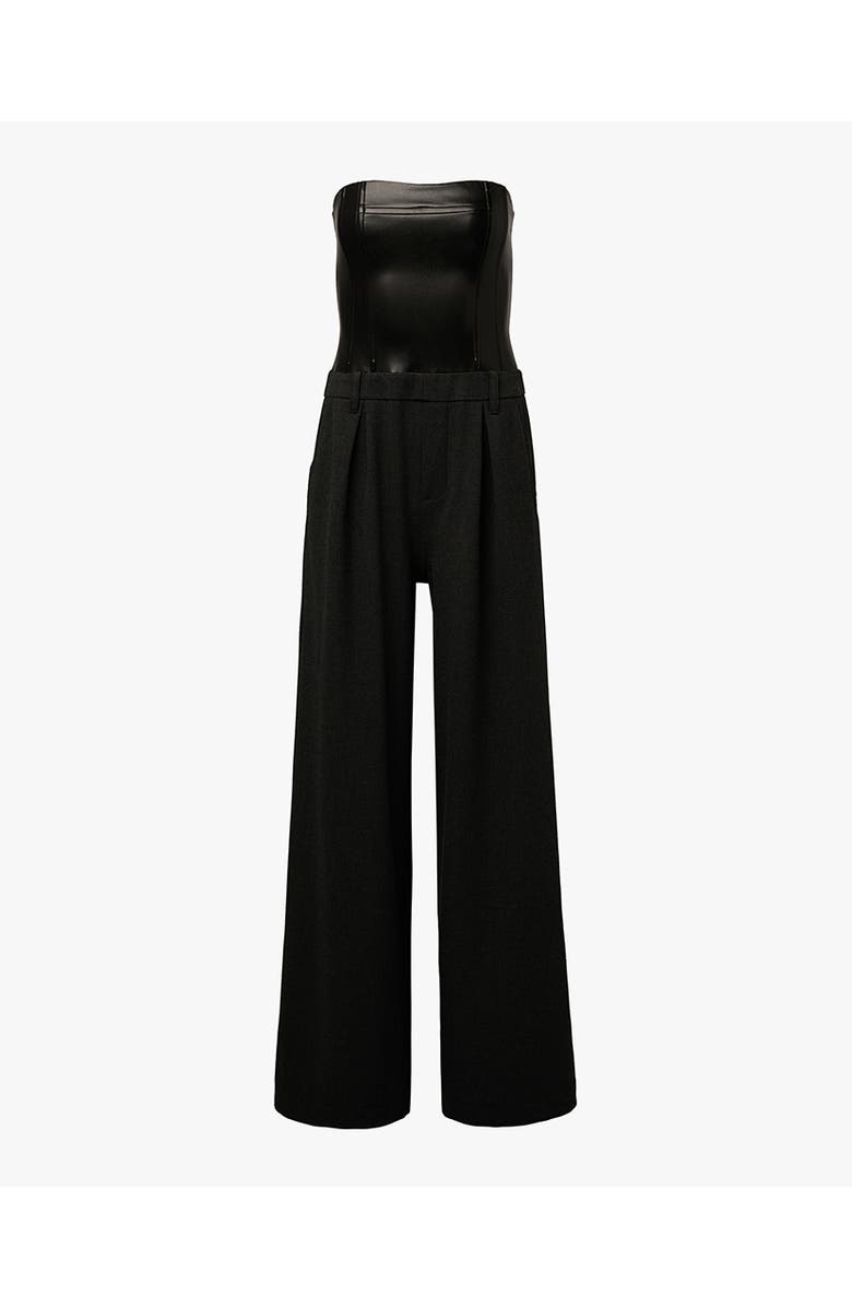 WeWoreWhat Corset Wide Leg Jumpsuit, Alternate, color, Black