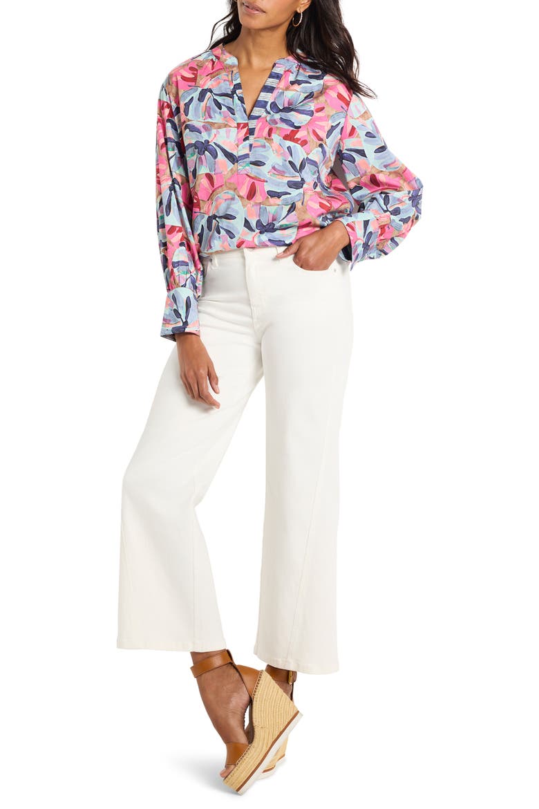 Firework Foliage Popover Top, Alternate, color, BLUE MULTI