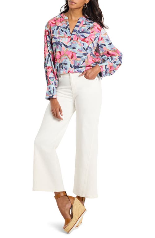 Nic + Zoe Nic+zoe Firework Foliage Popover Top In Blue Multi