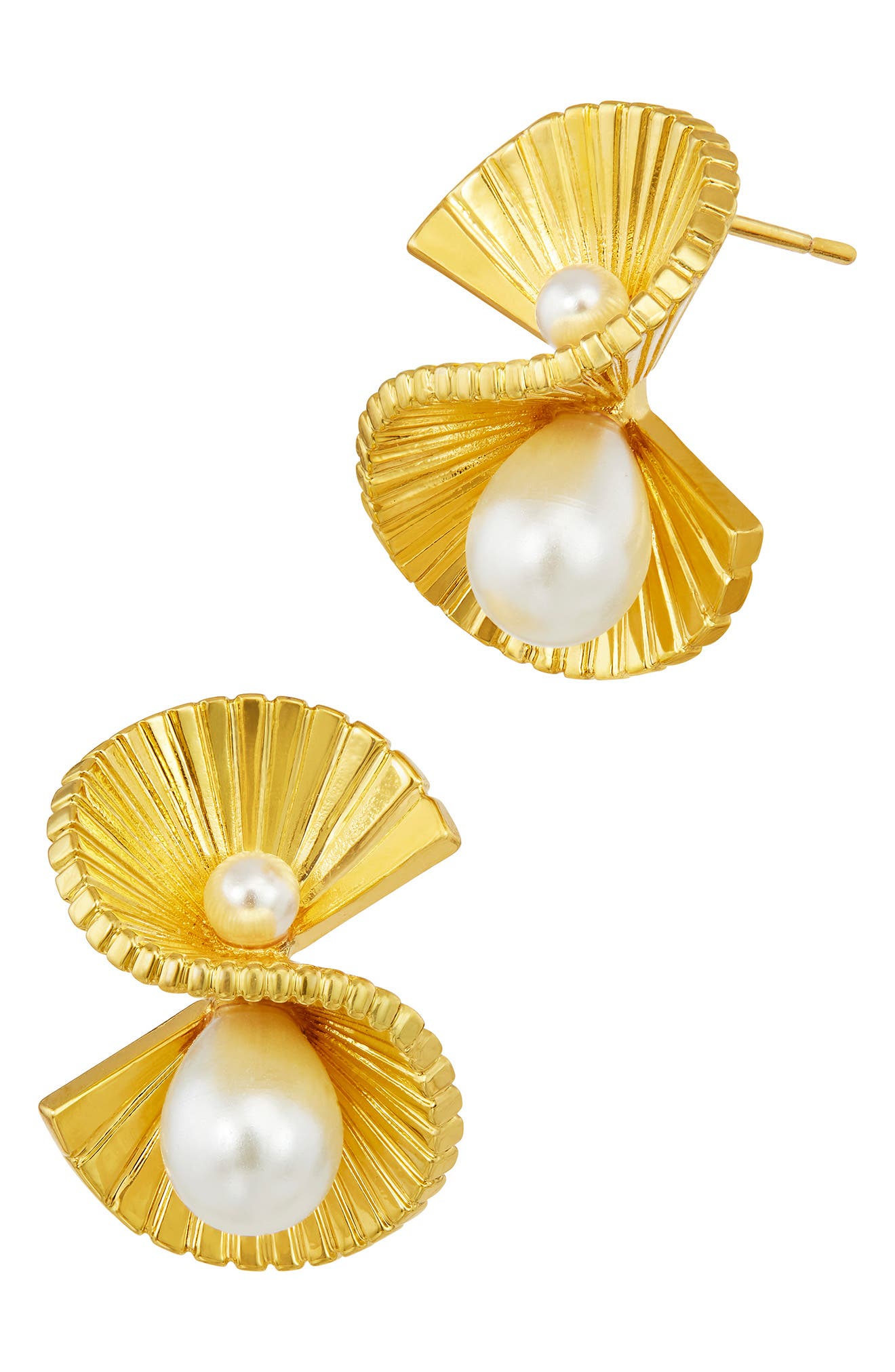 SAVVY CIE JEWELS Imitation Pearl Twist Stud Earrings