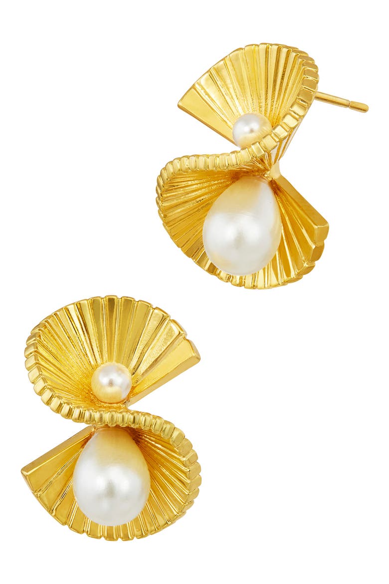 Imitation Pearl Twist Stud Earrings, Main, color, YELLOW