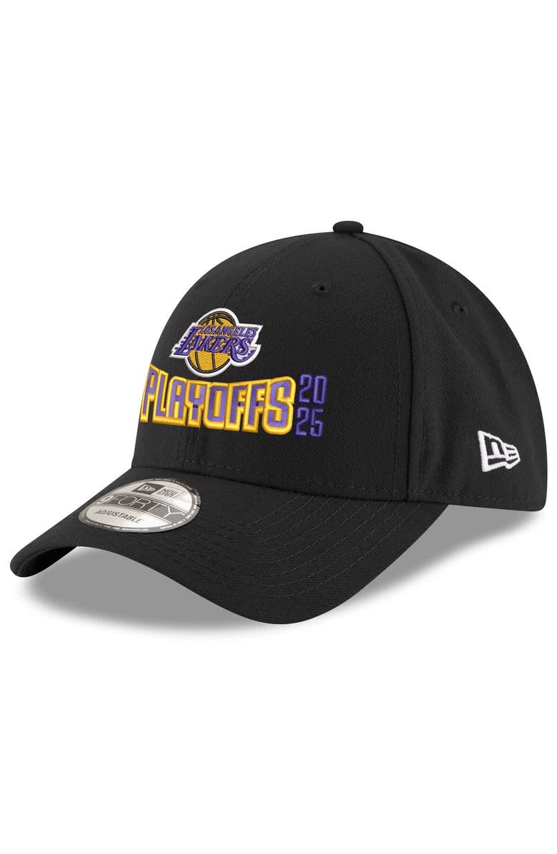 New Era Men's New Era  Black Los Angeles Lakers 2025 NBA Playoffs 9FORTY Adjustable Hat, Main, color, 