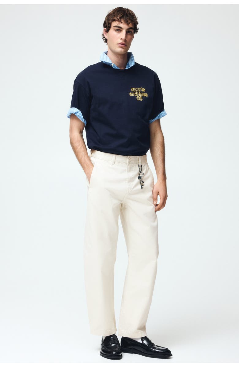 H&M Relaxed Fit Barrel Chinos, Alternate, color, Cream