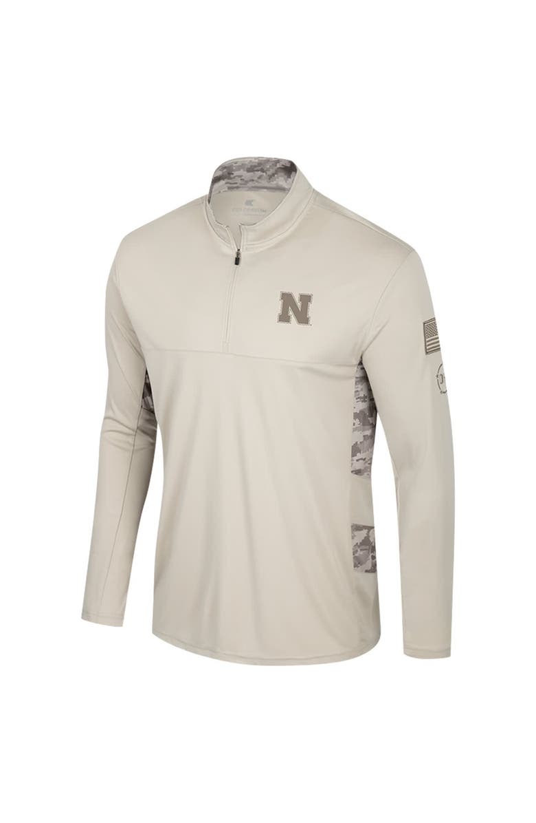 COLOSSEUM Men's Colosseum Natural Nebraska Huskers OHT Military Appreciation Quarter-Zip Jacket, Alternate, color, Natural