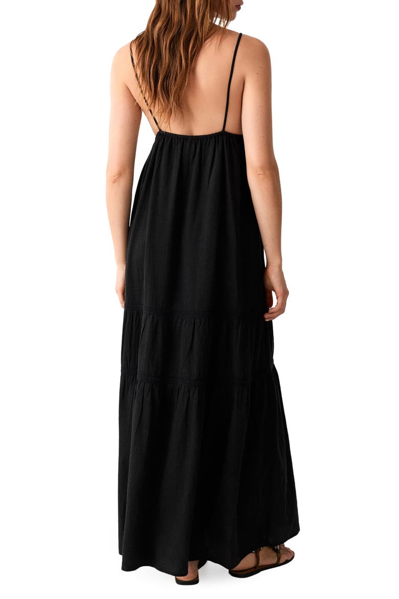 Embroidered Cotton Maxi Sundress, Alternate, color, BLACK