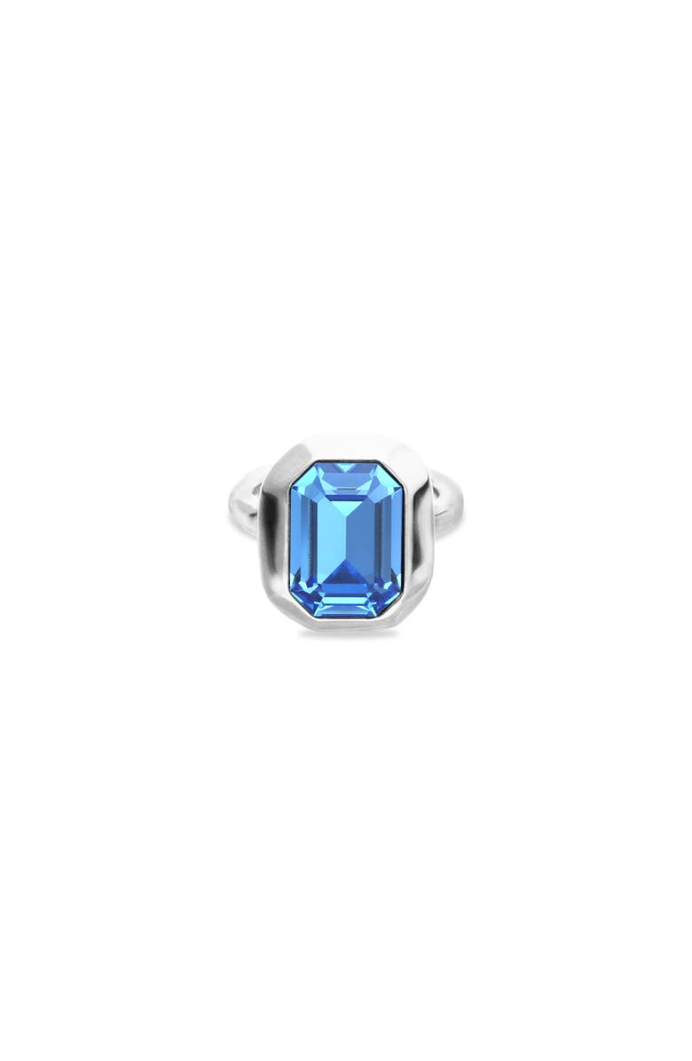UNODE50 Silver-tone Ring with Emerald-Cut Blue Crystal, Alternate, color, Silver