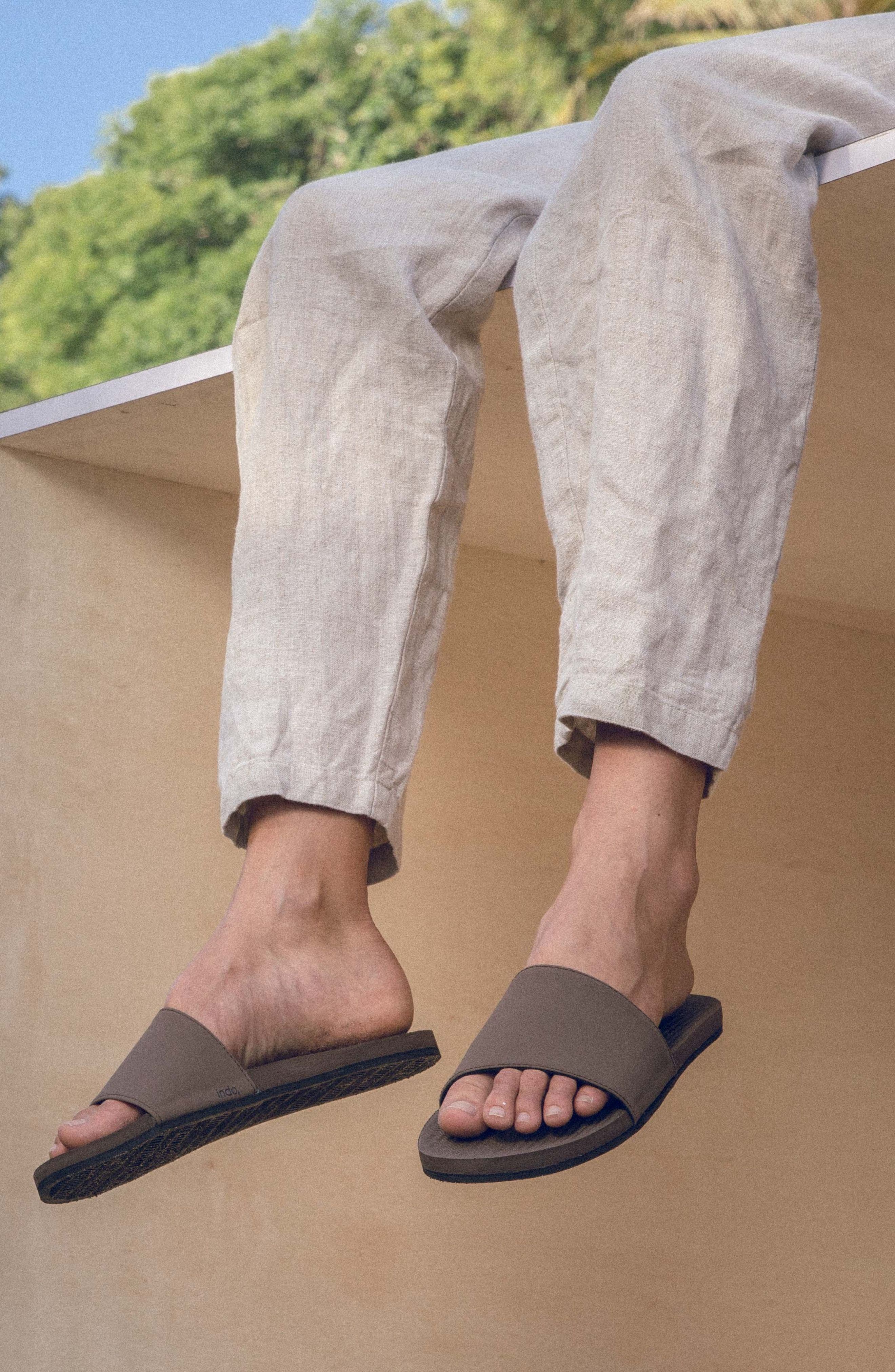 Responsibly-Made Tire Sole Slide Sandals, Alternate, color, Soil