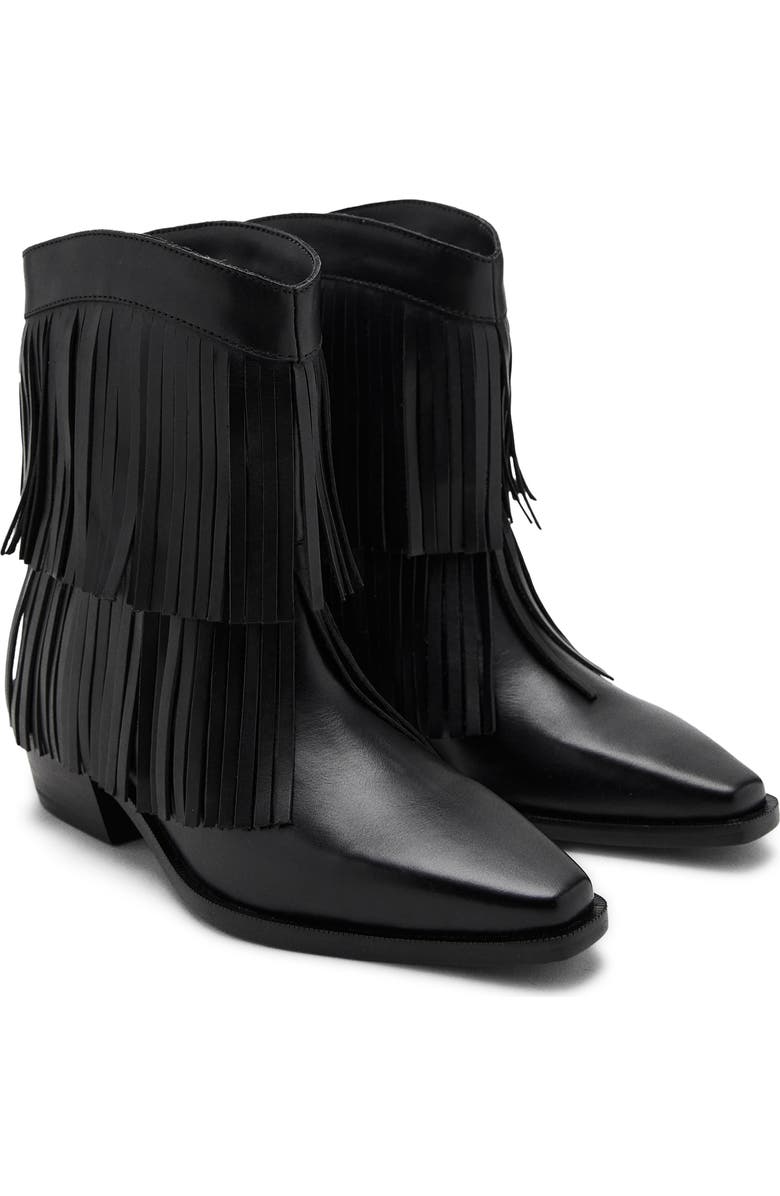MANGO TEEN Fringe Bootie, Main, color, Black
