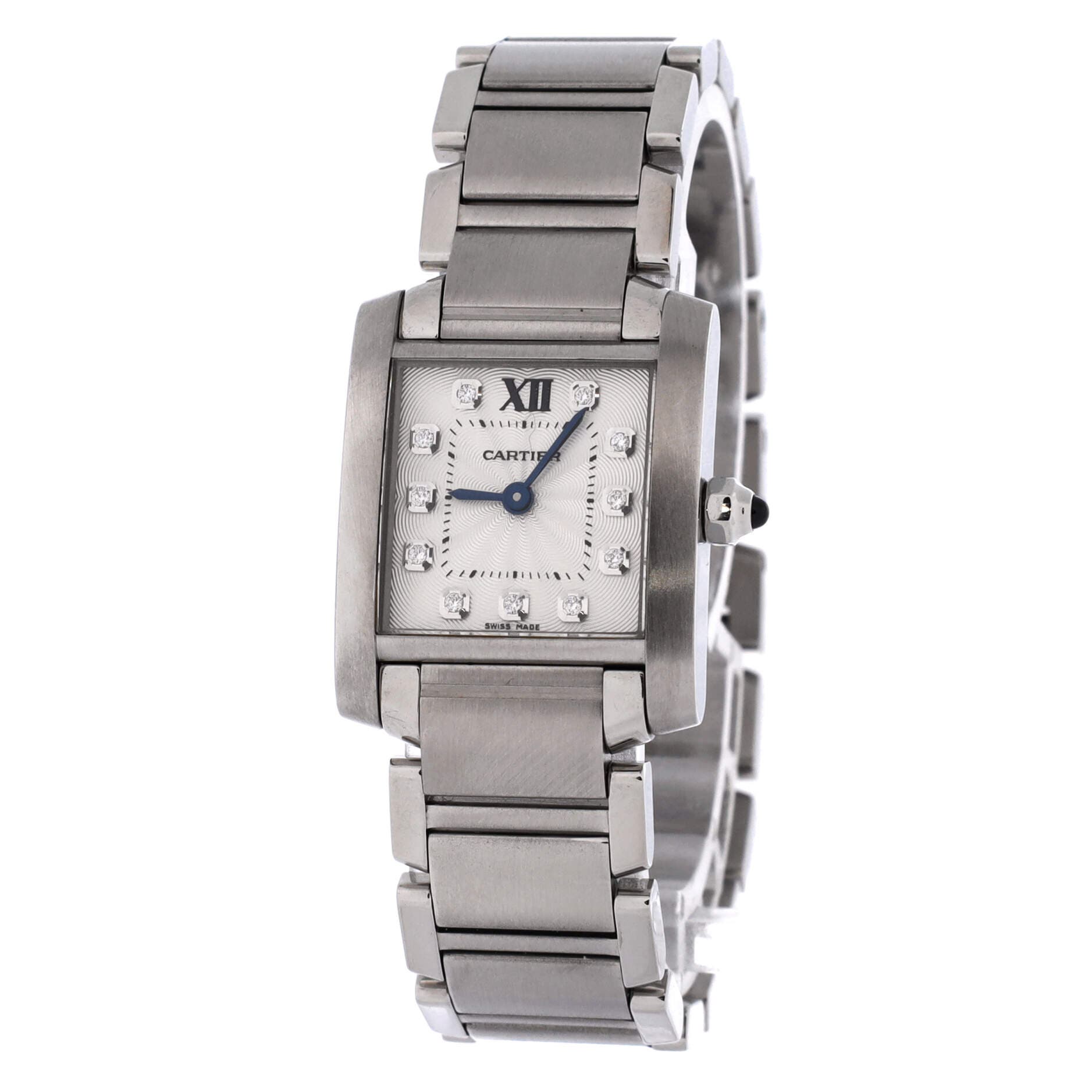 Tank Francaise Quartz Watch Stainless Steel with Diamond Markers 20, Alternate, color, Metallic Silver