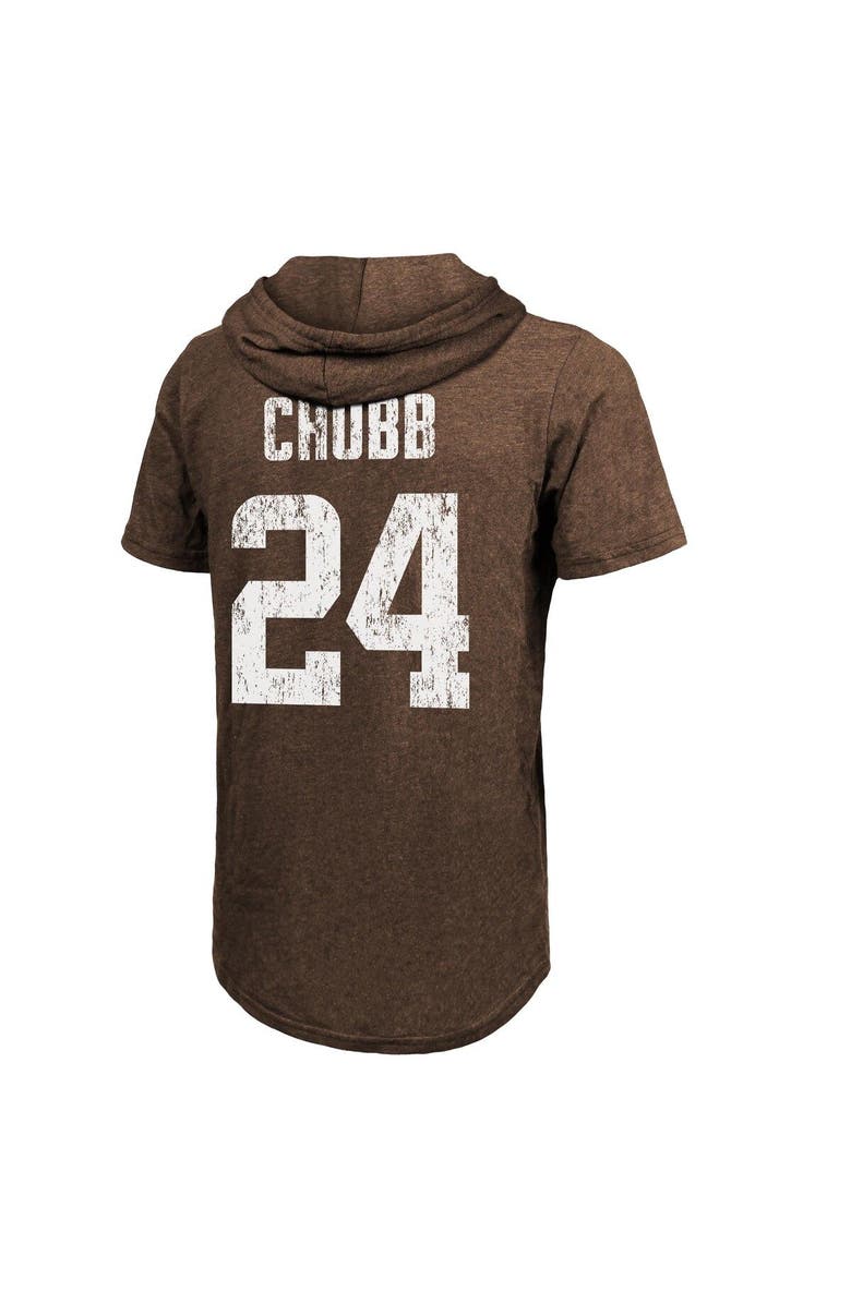 Majestic Threads Men's Majestic Threads Nick Chubb Brown Cleveland Browns Player Name & Number Tri-Blend Slim Fit Hoodie T-Shirt, Alternate, color, 