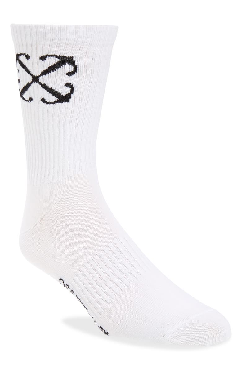 Off-White Arrow Mid Calf Socks, Main, color, 