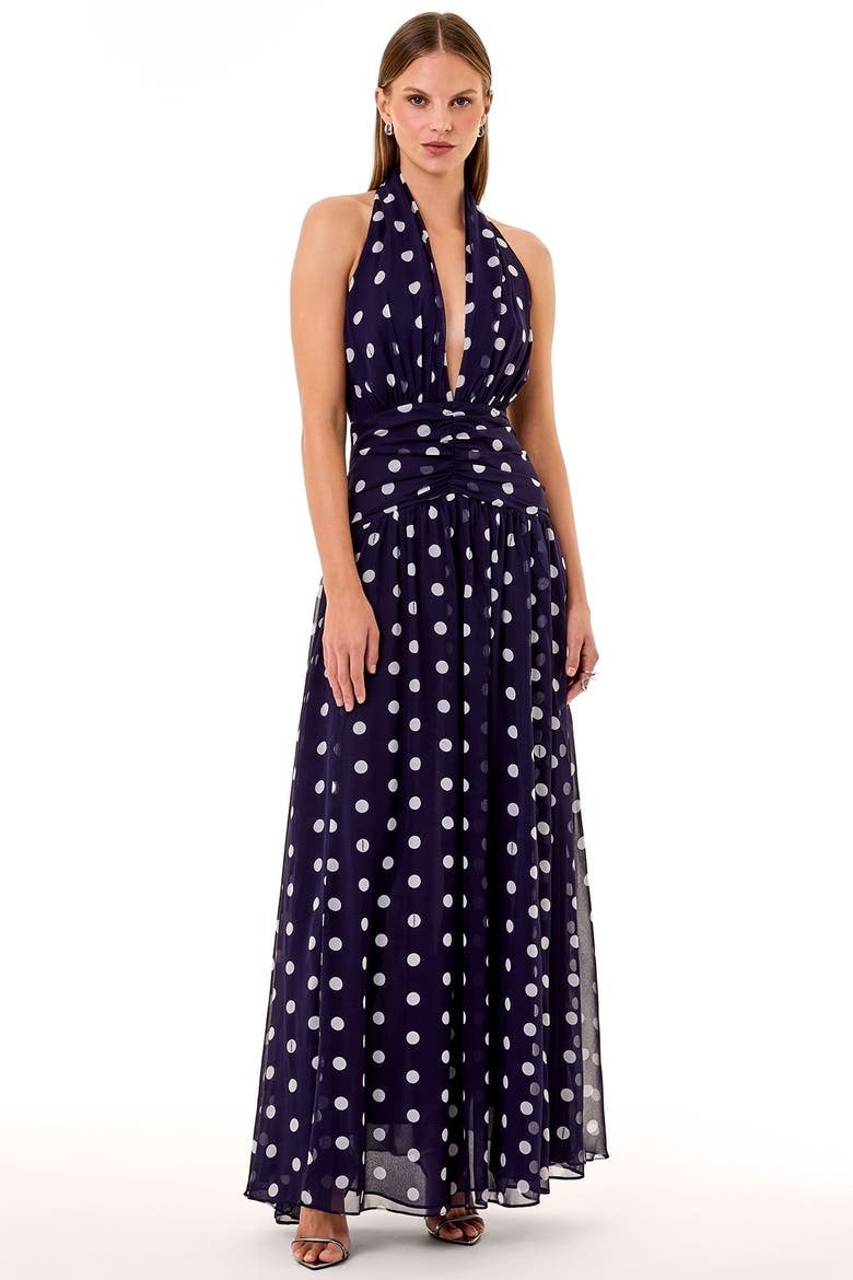 Arella Dress, Main, color, NAVY IVORY POLKA DOT