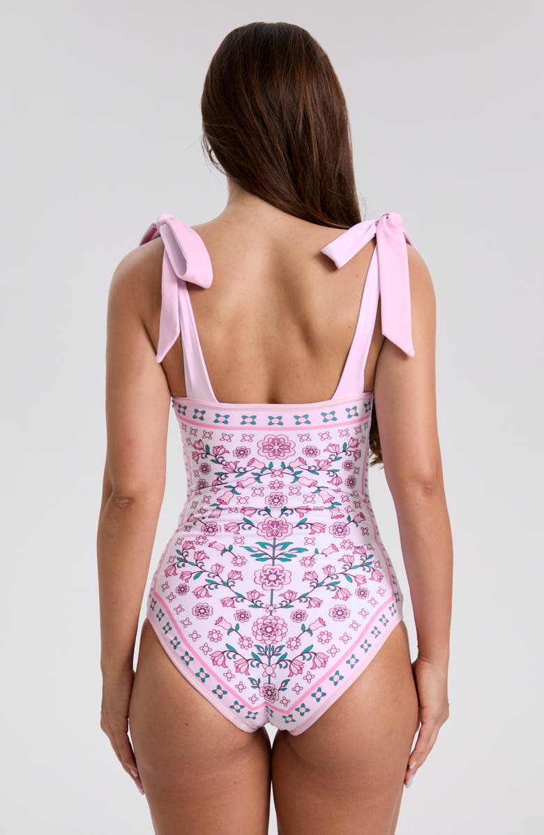Jessie Zhao New York Pink Blossom Reversible One-Piece Swimsuit, Alternate, color, Pink