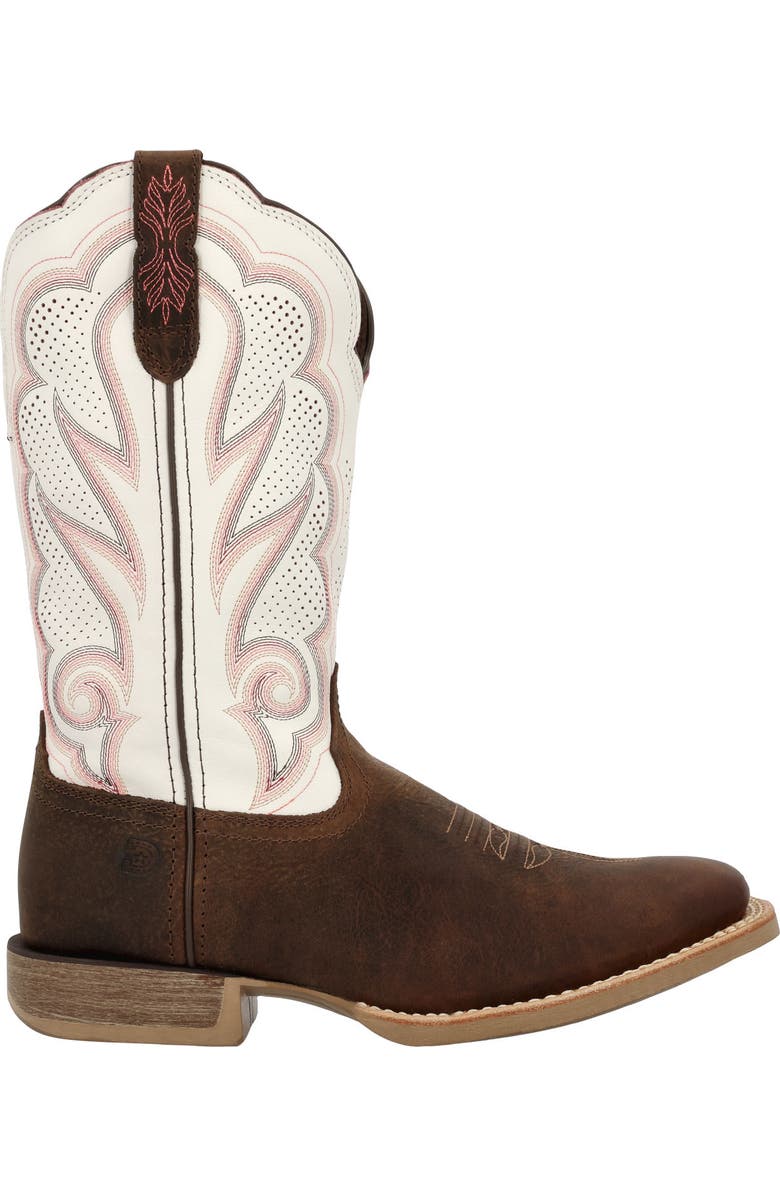 DURANGO Women's White Ventilated Western Boot, Main, color, Trail Brown And White