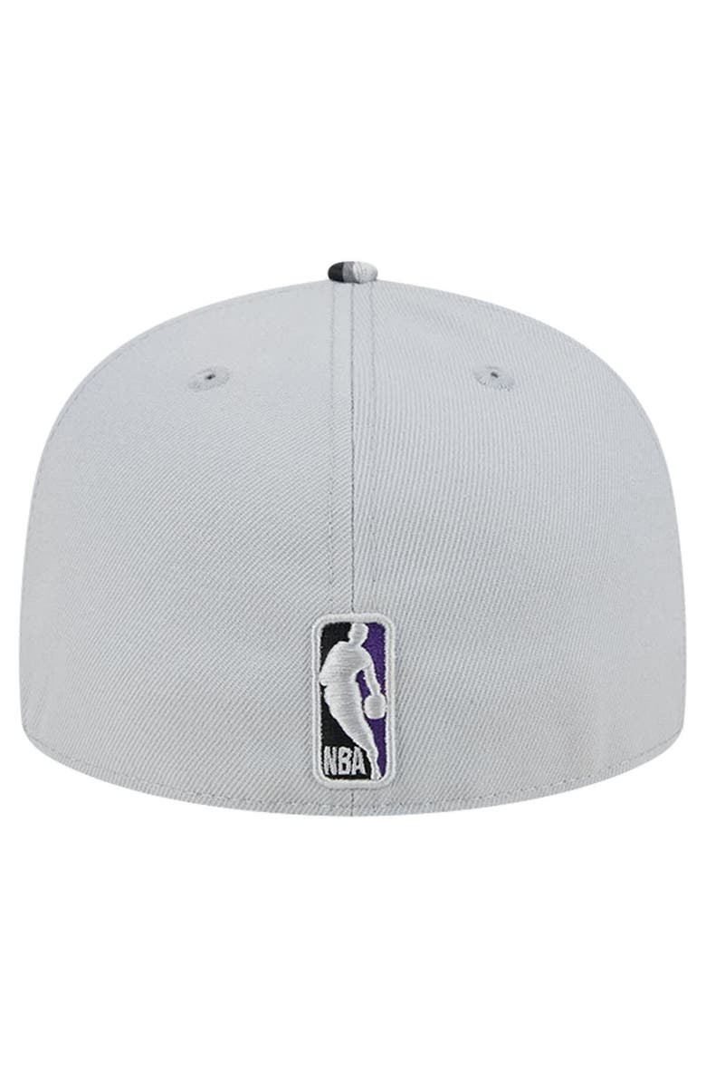New Era Men's New Era Gray Sacramento Kings Active Color Camo Visor 59FIFTY Fitted Hat, Alternate, color, Gray