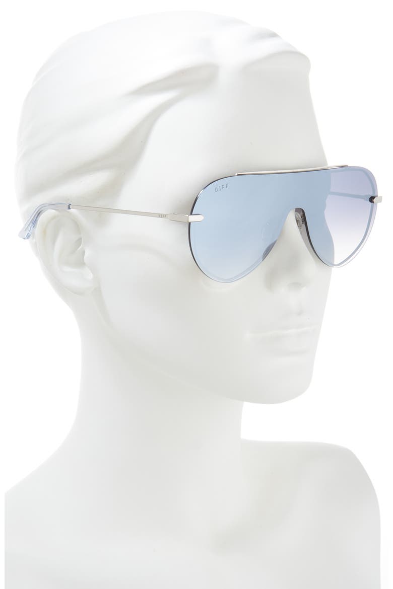 Imani 139mm Gradient Shield Sunglasses, Alternate, color, GREY GRADIENT W SILVER FLASH