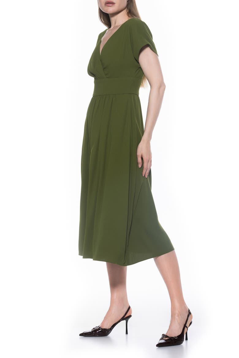 Ava Short Sleeve Fit & Flare Midi Dress, Alternate, color, SAGE