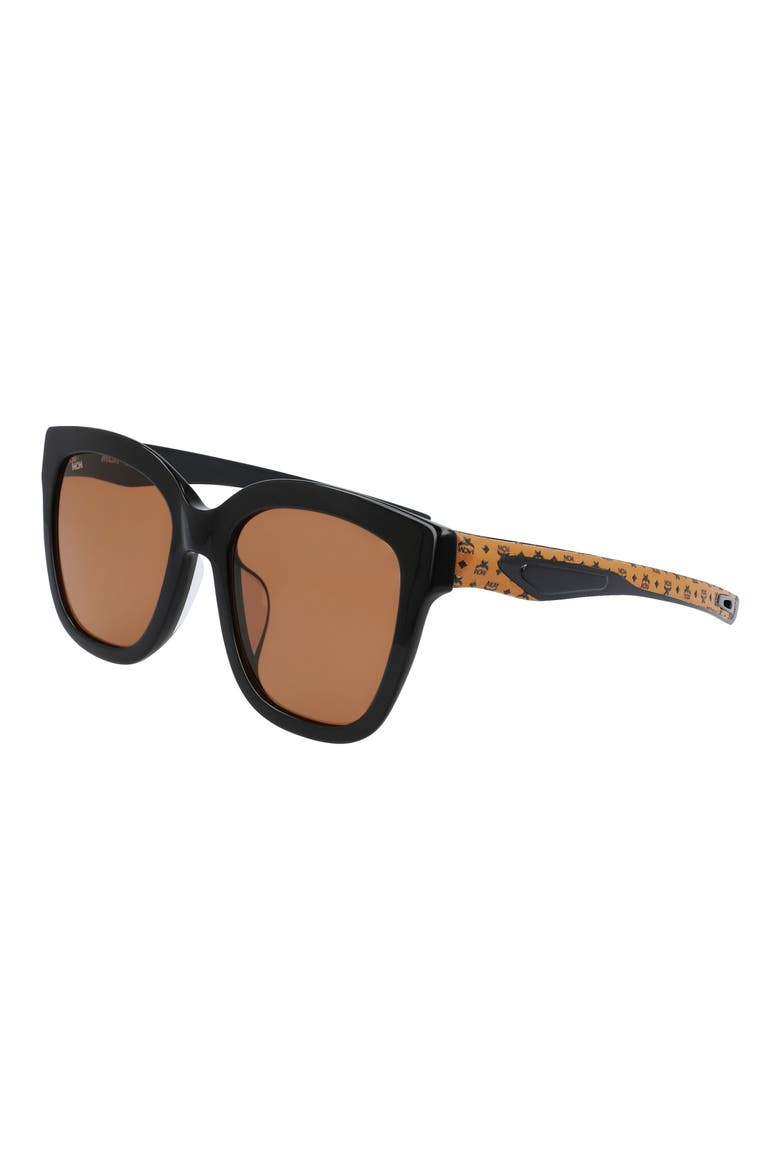 56mm Butterfly Sunglasses, Alternate, color, BLACK/ COGNAC/ BROWN