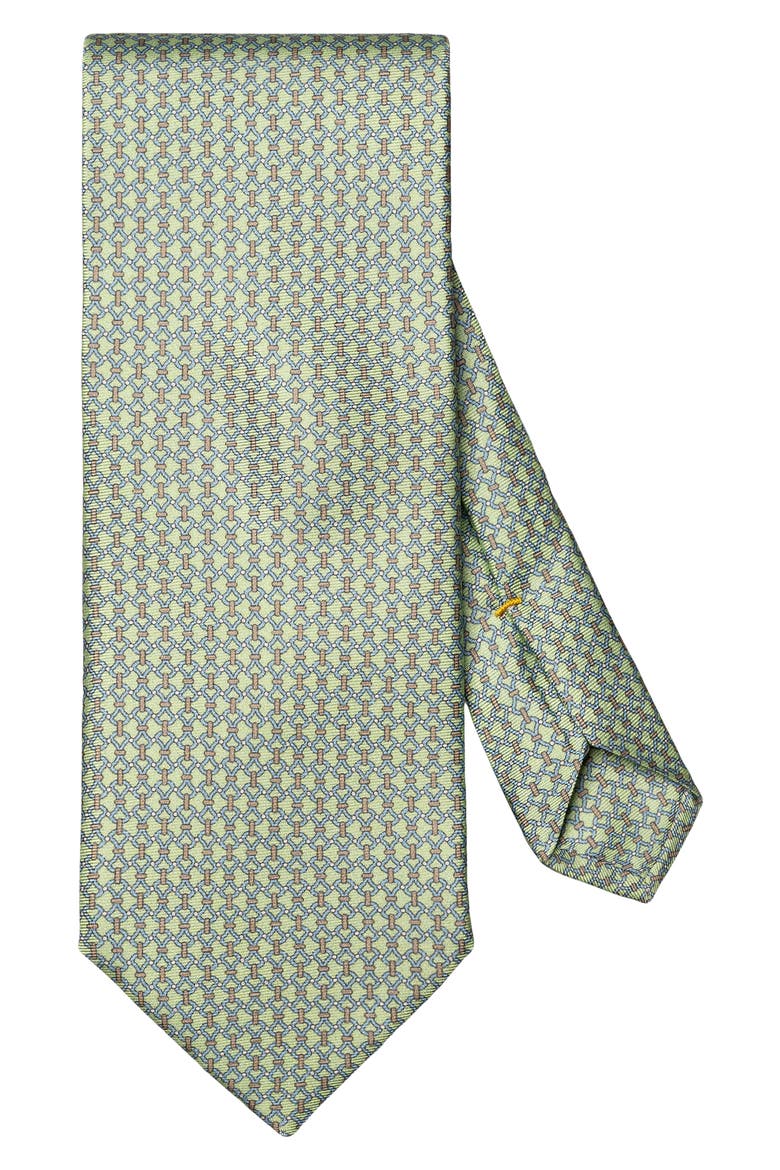 Chain Pattern Silk Tie, Main, color, LIGHT GREEN