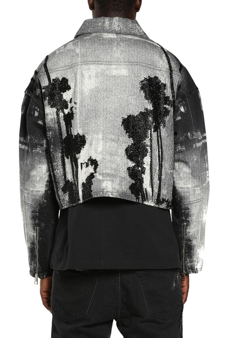 Carpenter Beaded Denim Jacket, Alternate, color, BLACK