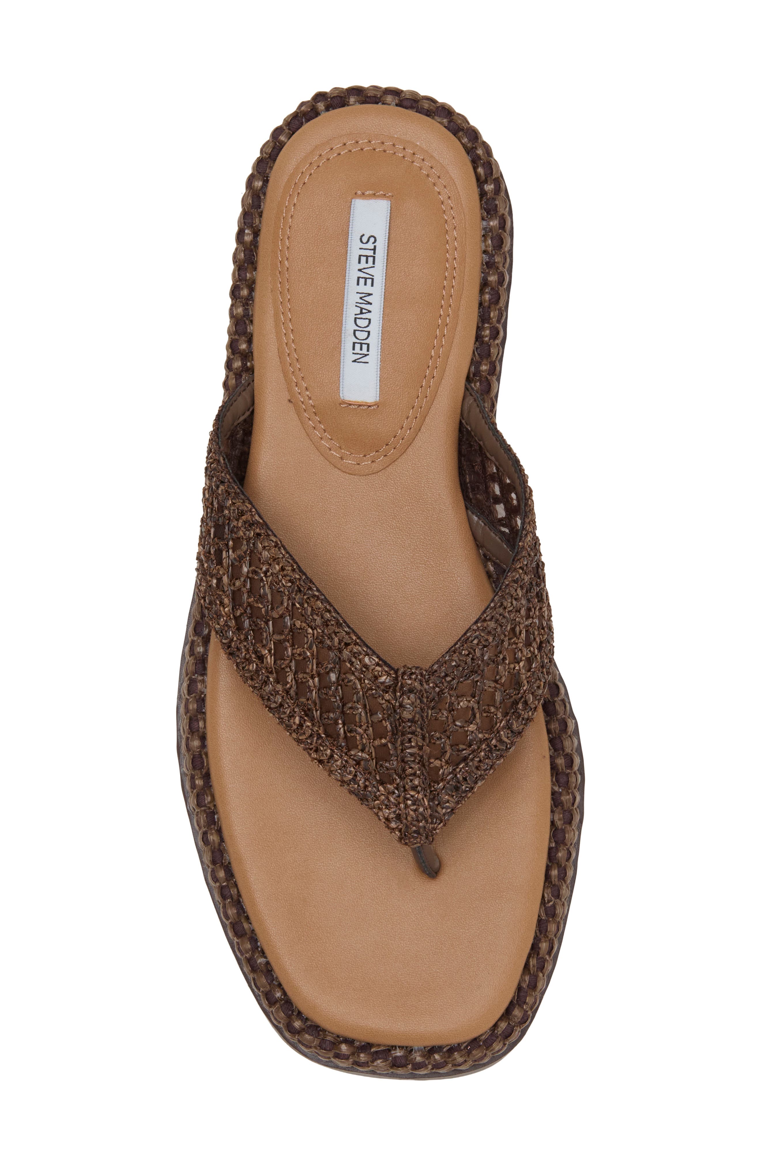 Bella Thong Platform Slide Sandal, Alternate, color, BROWN RAFFIA
