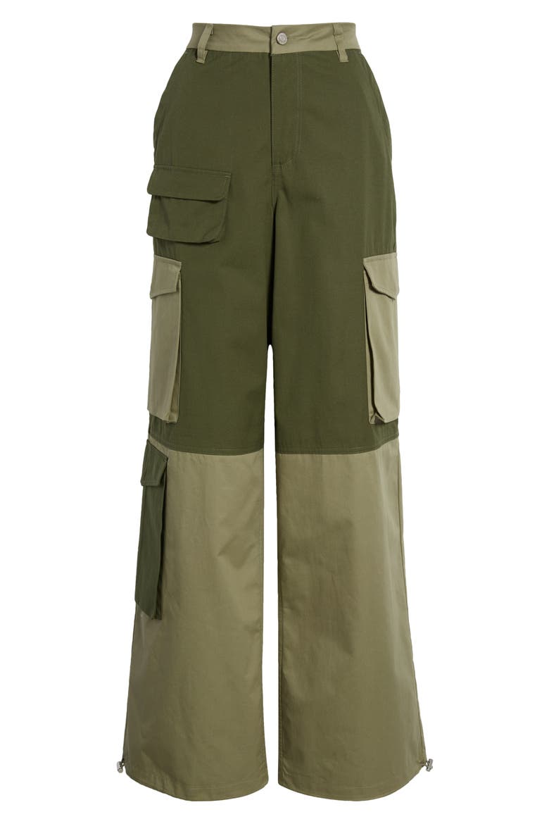 Colorblock Cargo Pants, Alternate, color, BRONZE GREEN